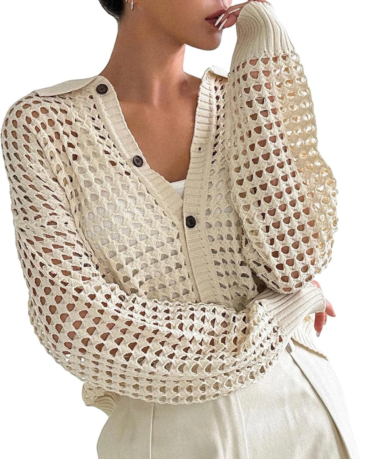Hollowed Knit Cardigan