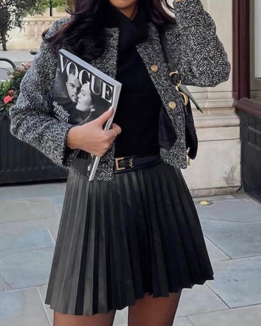 Leather Pleated Skirt