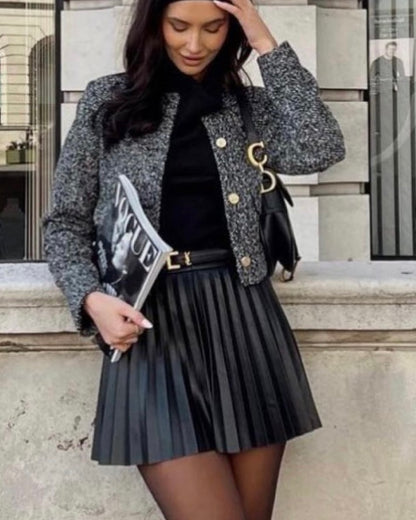 Leather Pleated Skirt