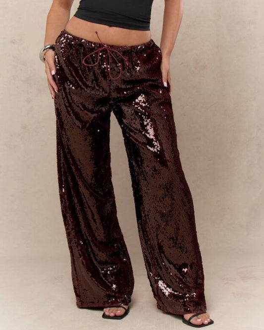 Sequin burgundy pants