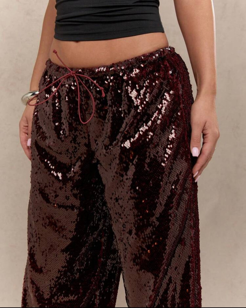 Sequin burgundy pants