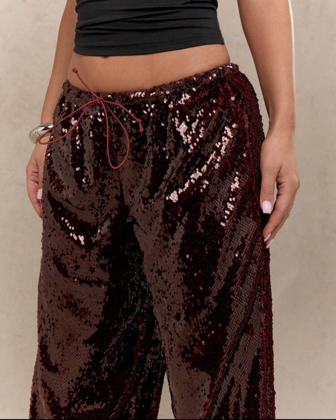 Sequin burgundy pants